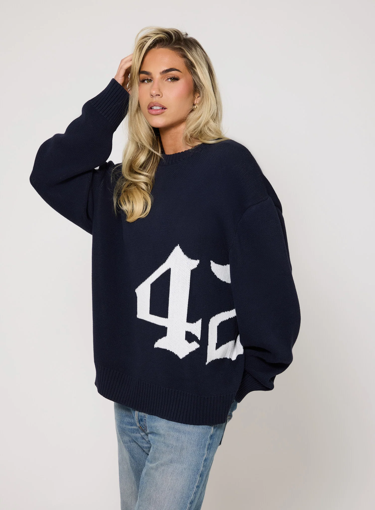 422 Knitted Jumper - Navy - Image 3