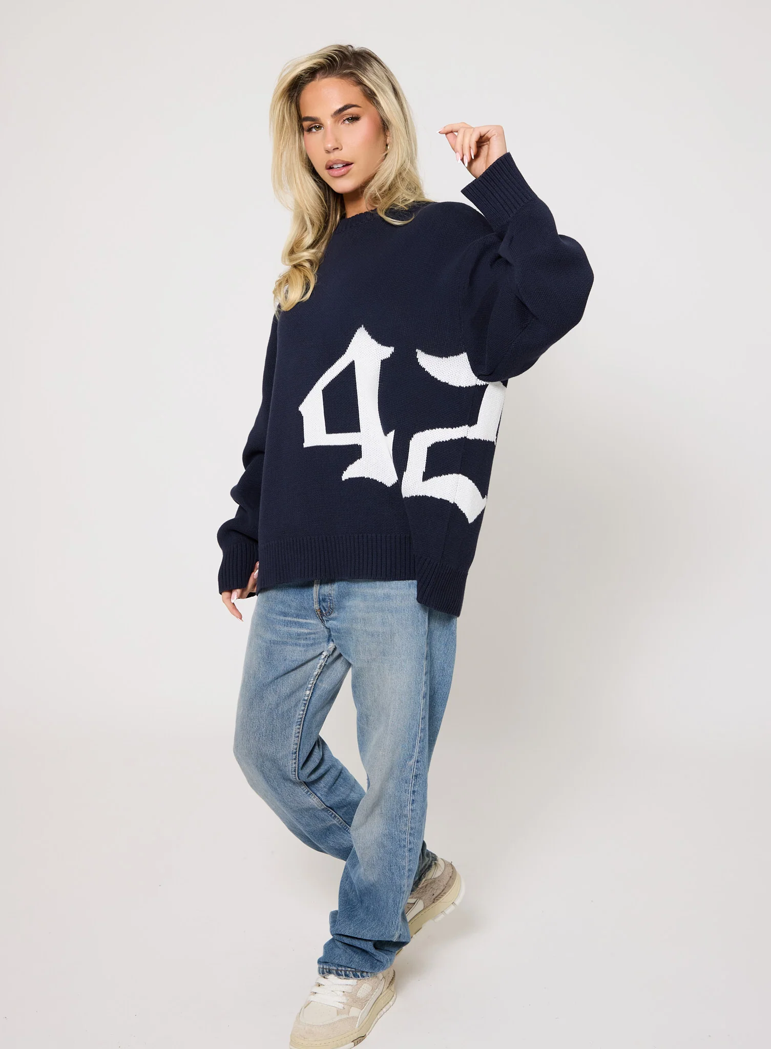 422 Knitted Jumper - Navy - Image 4