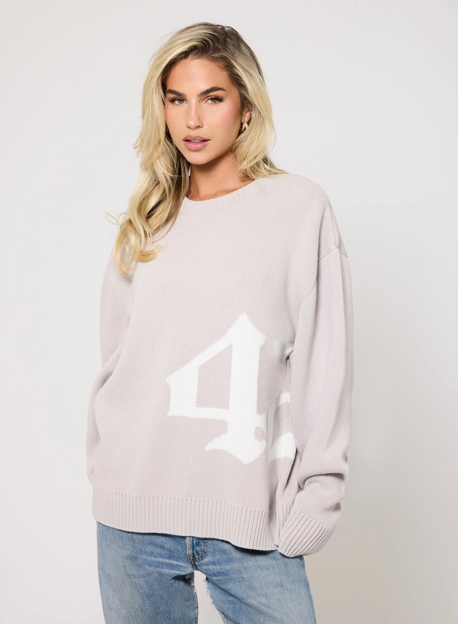 422 Knitted Jumper - Grey - Image 5
