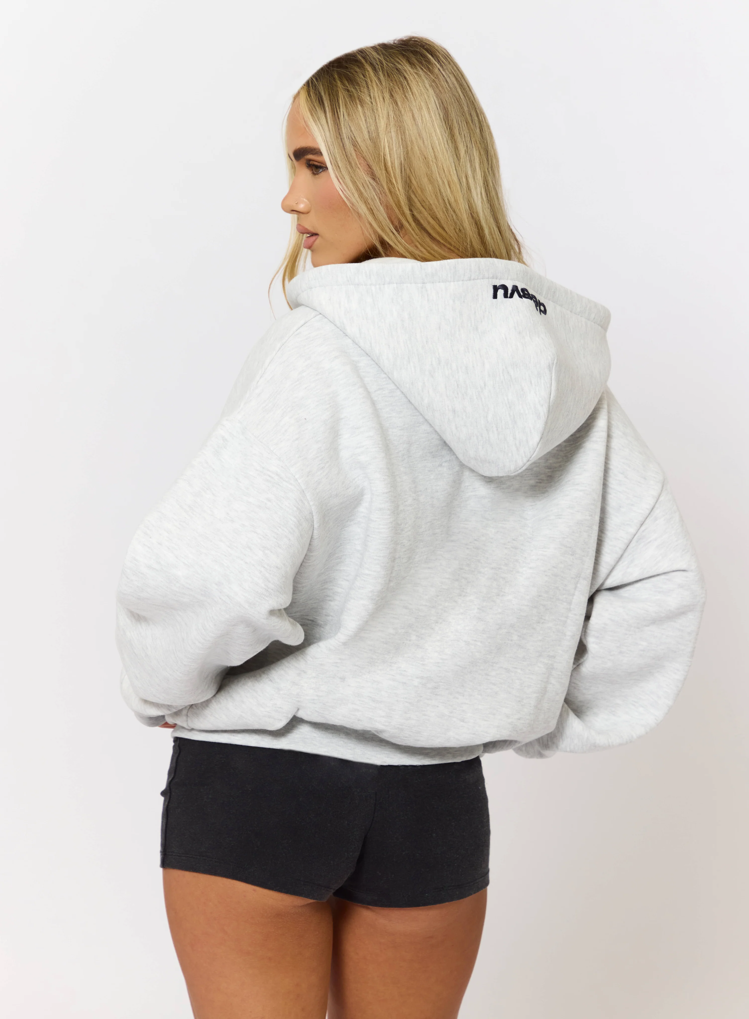 422 Oversized Zip Hoodie - Grey Marl - Image 4