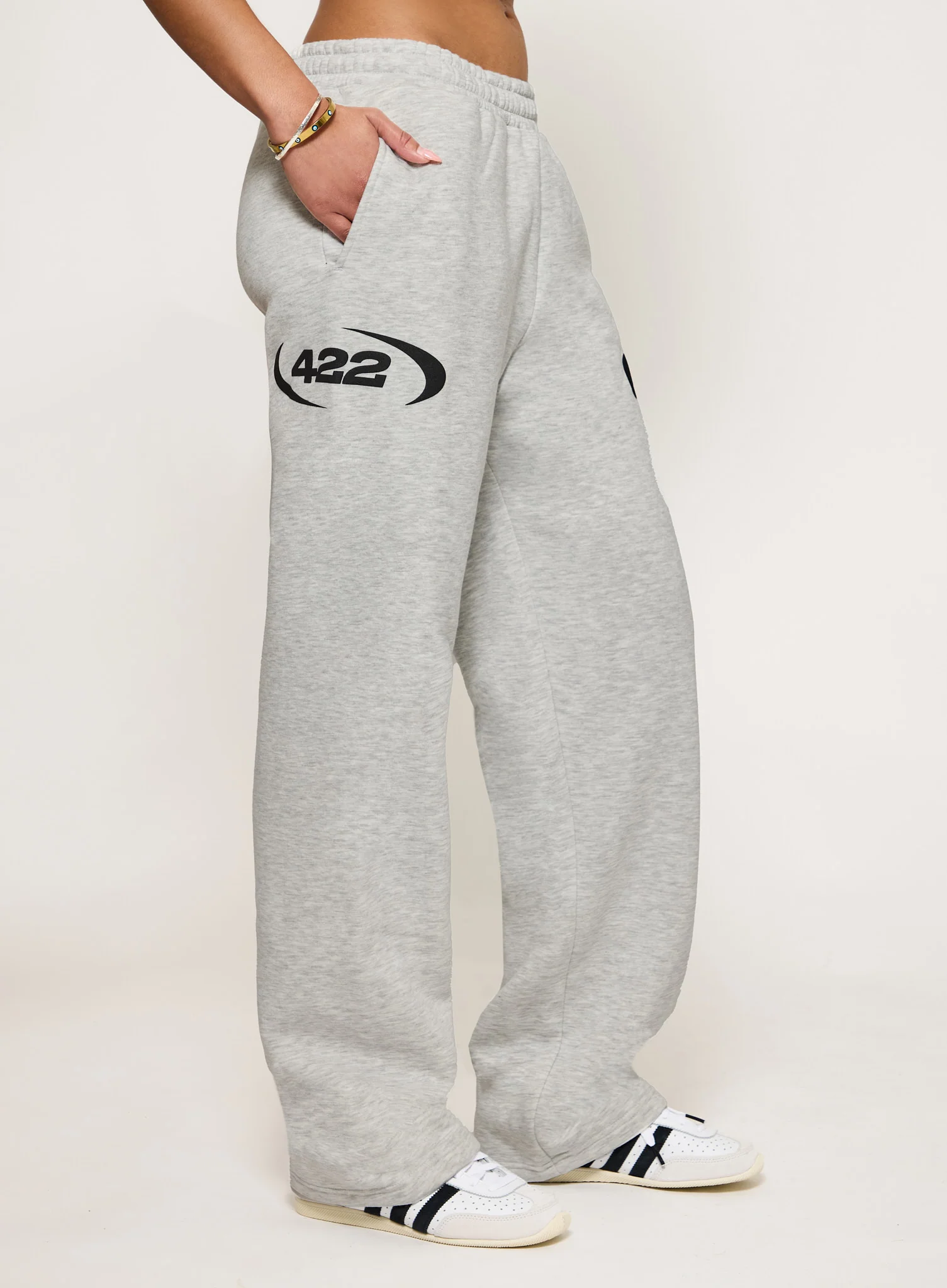 422 Wide Leg Joggers - Grey - Image 3