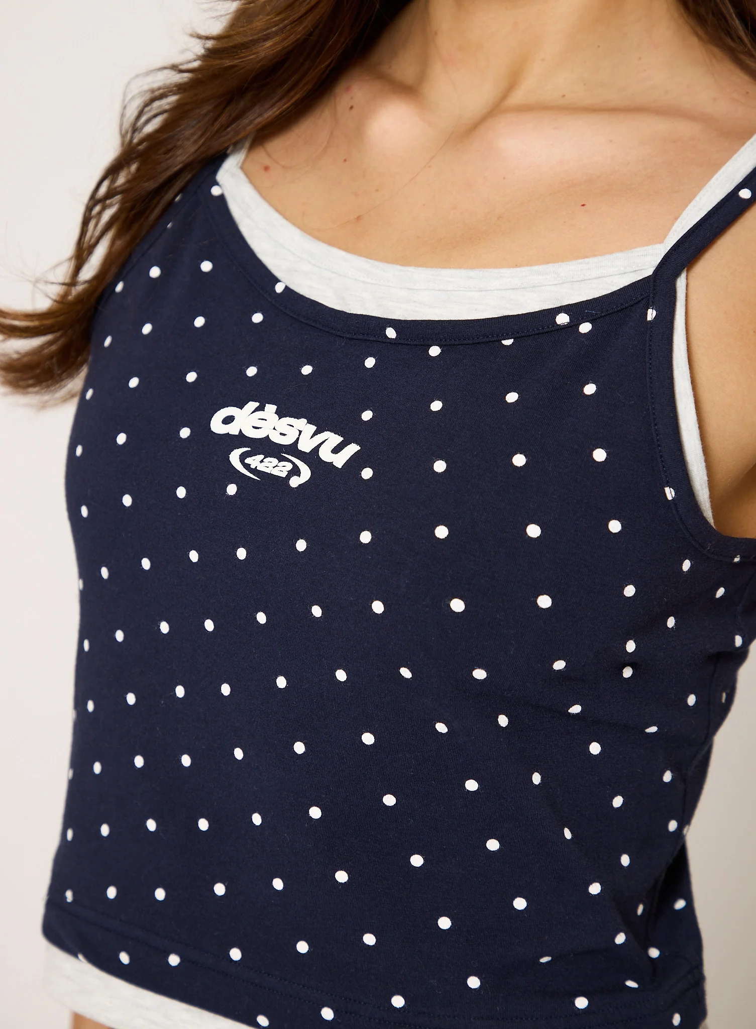 Polka Double Layer Vest - Navy - Image 3