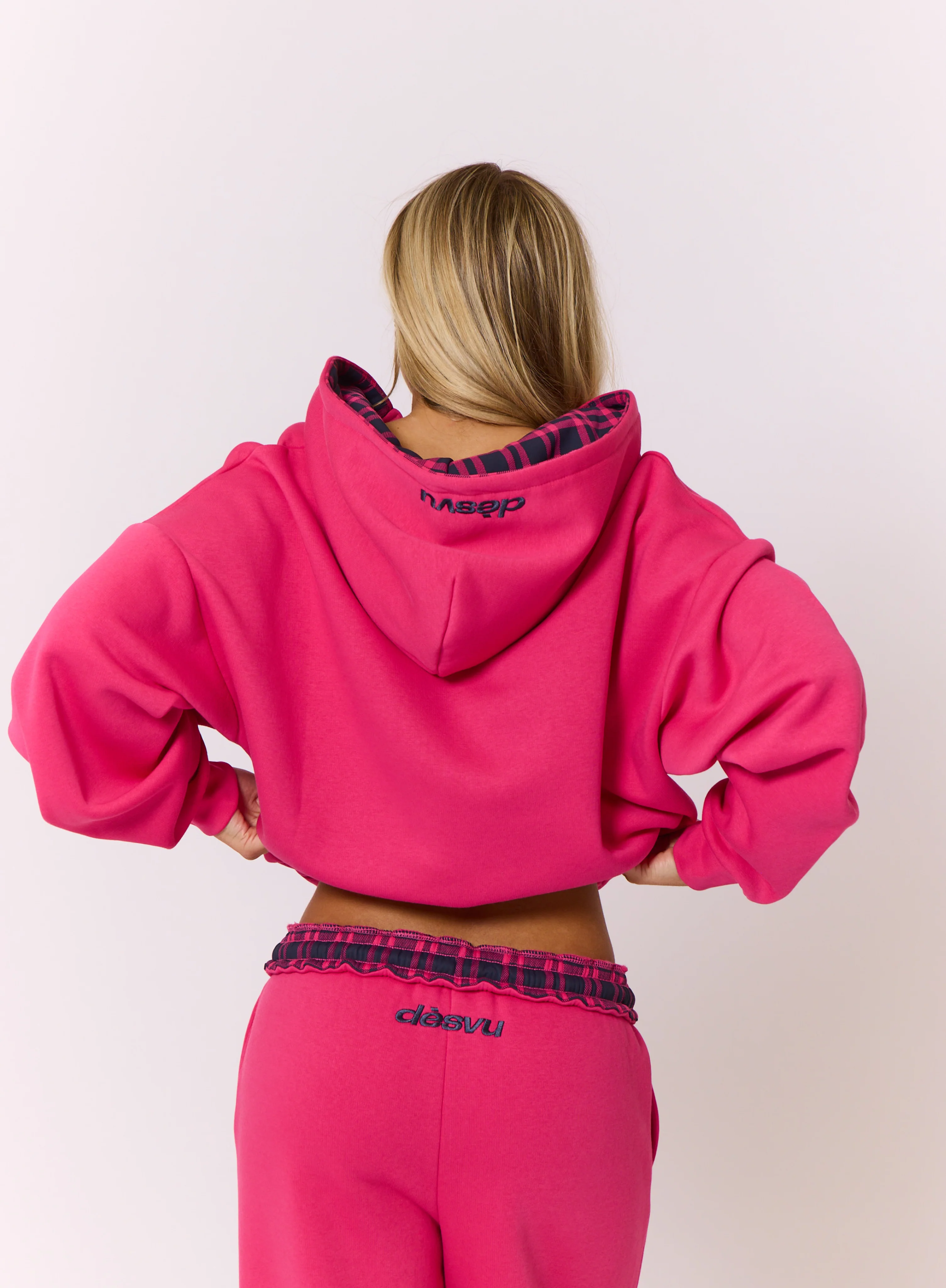 Twin Teddy Oversized Zip Hoodie - Fuchsia - Image 4
