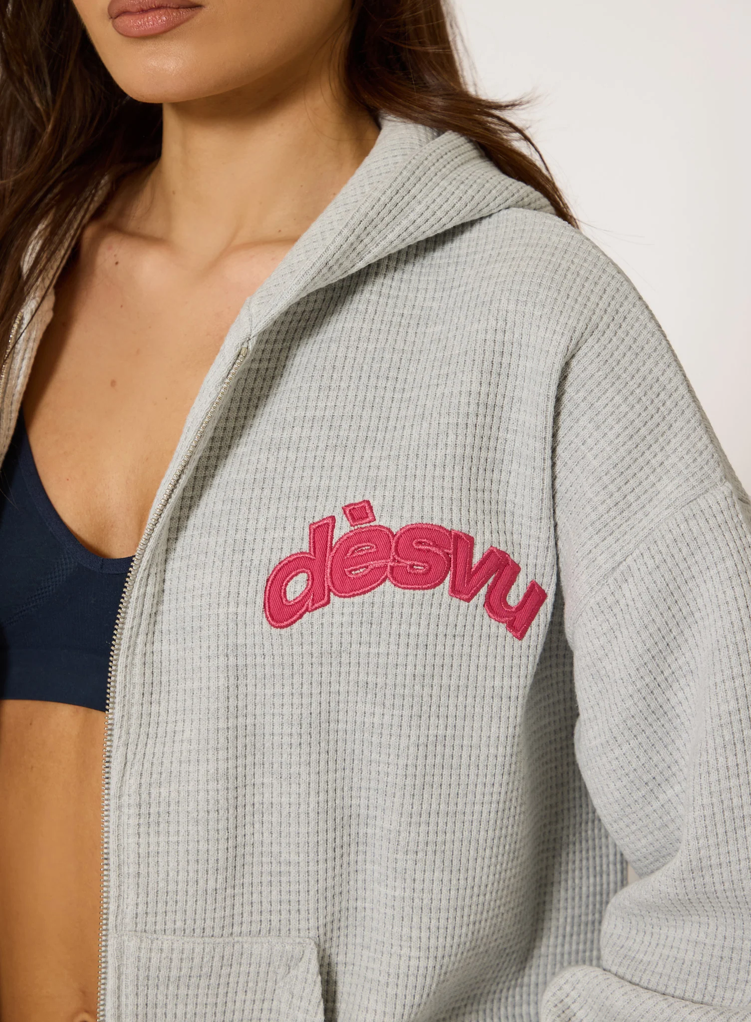 Heavyweight Waffle Hoodie - Grey - Image 4
