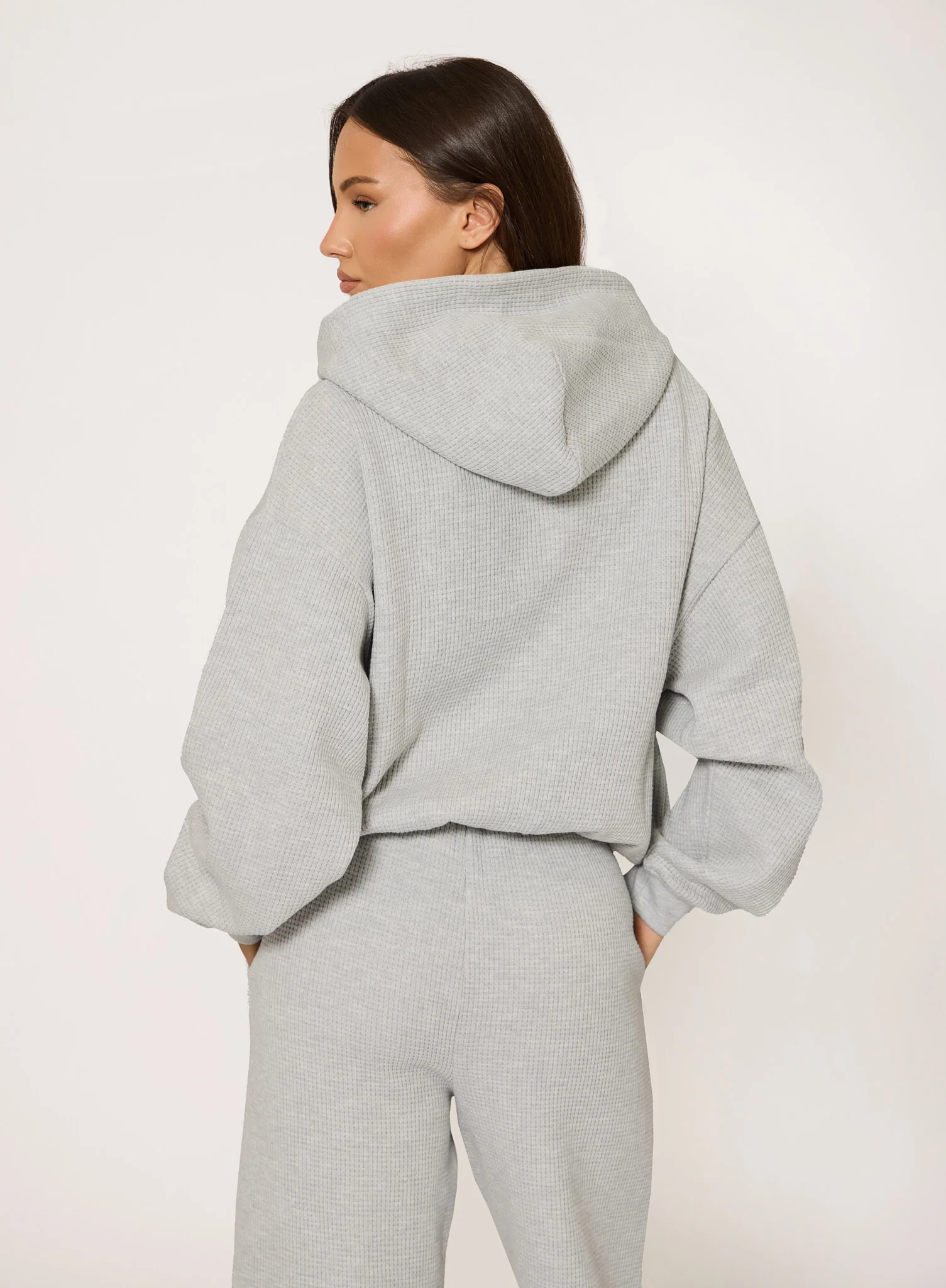 Heavyweight Waffle Hoodie - Grey - Image 5